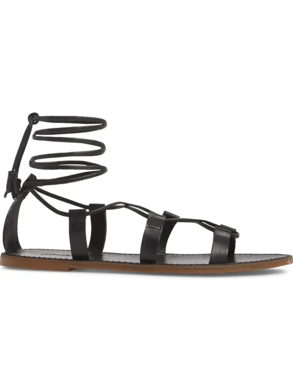 Madewell The Boardwalk Lace-Up Sandal – True Black, Size 8.5 (8H Medium)